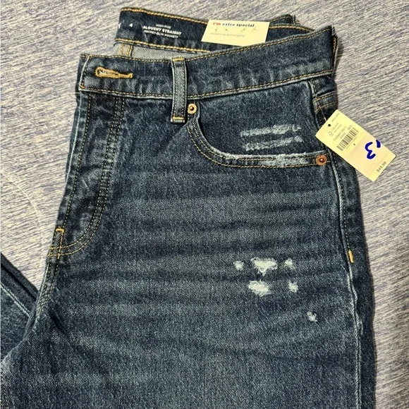Old Navy Women’s Blue Slouchy Straight Jeans 4 - Picture 2 of 5